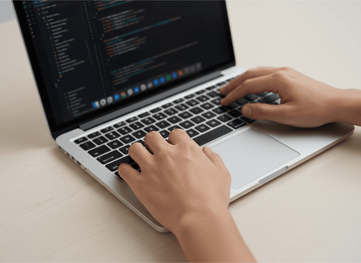 Coding on laptop